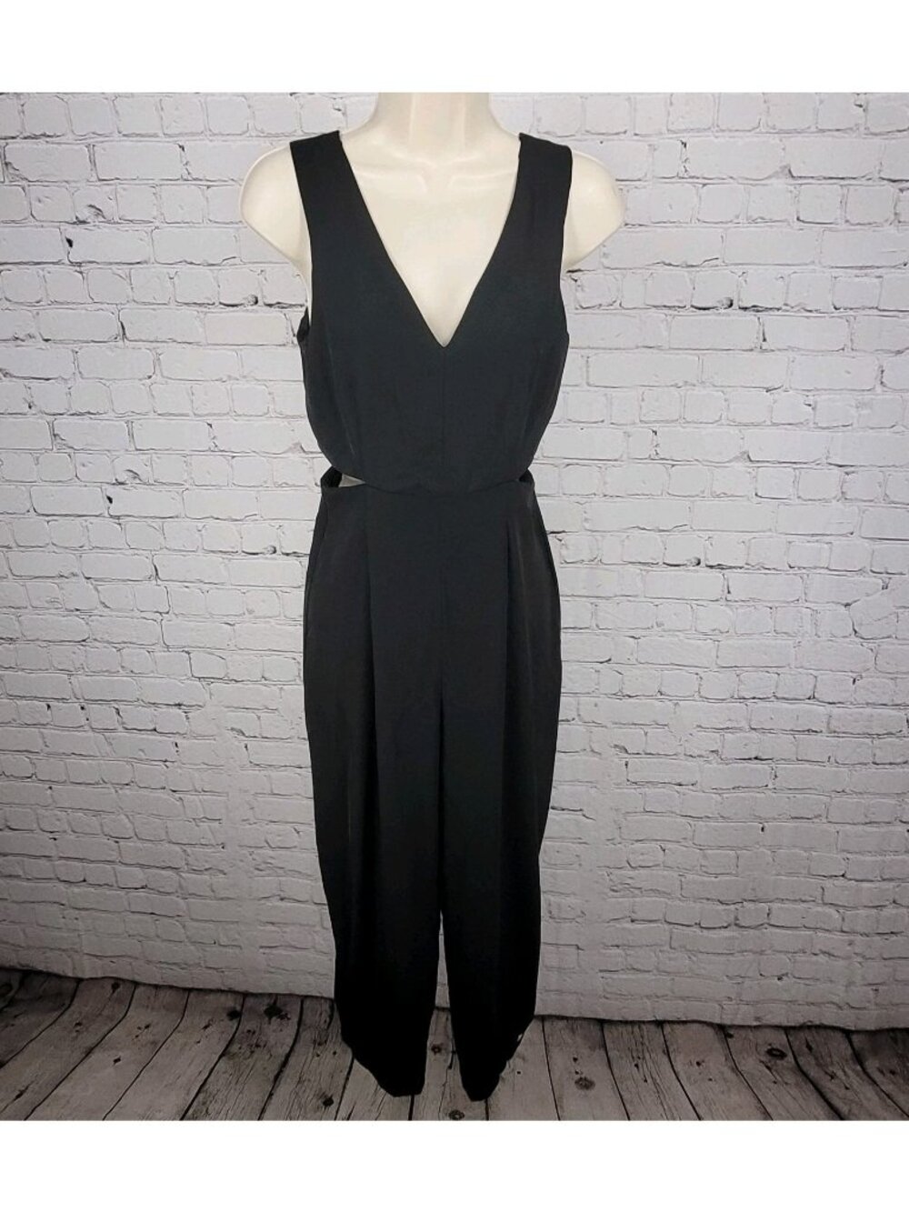 Zara Black Plunge Waist Cut Outs Sleeveless Cropped Jumper One Piece Outfit XS